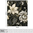 thumbnail image 2 of Black Modern Botanical Elegant Contemporary Blanket French Vintage Euro Style Soft Throw Blanket 50"x60" Soft Cozy Throw Blanket Throw Size Warm Plush Blankets for All Season, 2 of 6