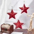 thumbnail image 5 of 3PCS 5.3" Rustic Red Metal Barn Star Western Texas Stars Iron Pendant Wall Art Decoration Indoor Outdoor Hanging Tin Star Country Primitive Vintage Star Ornaments, 5 of 6