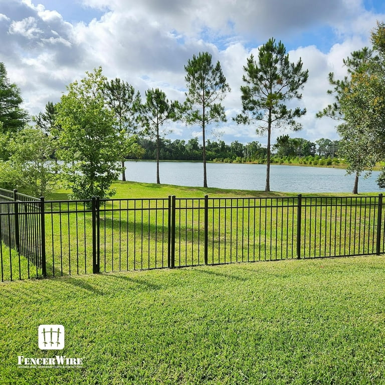 Fencer Wire Pack of 5 Heavy Duty Flat Top Fence Gate 5FT Height x 4FT Width Outdoor Fence Gate Anti Rust Steel Gate for Fencing Barrier Decorative Garden Gate for Residential Yard Pool