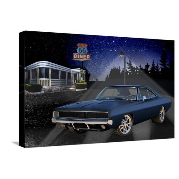 Art.com Diners and Cars VI Stretched Canvas Print Wall Art, 24" x 16"