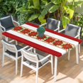 thumbnail image 2 of Red Poinsettia Christmas Table Cloths for 6 Foot Rectangle Tables, Xmas Botanical Winter Floral Patio Waterproof Elastic Fitted Tablecloths, Washable Rectangular Table Cover for Camping, 2 of 8