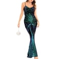 thumbnail image 4 of SWSMCLT Women's Sequin Evening Dresses Elegant Maxi Formal Gown Wedding Party Sparkle Glitter Backless Lace Up Back Spaghetti Strap Strappy Shiny Floor Length Mermaid Dress Green Blue Teal 8, 4 of 5
