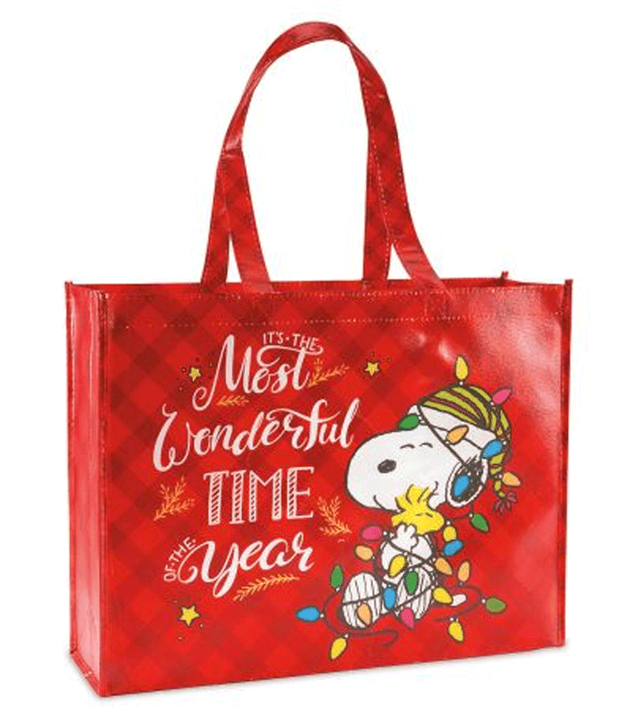Peanuts Snoopy ECO Friendly Reusable BYOB Canvas Graphic Shopping Zipper Bag 