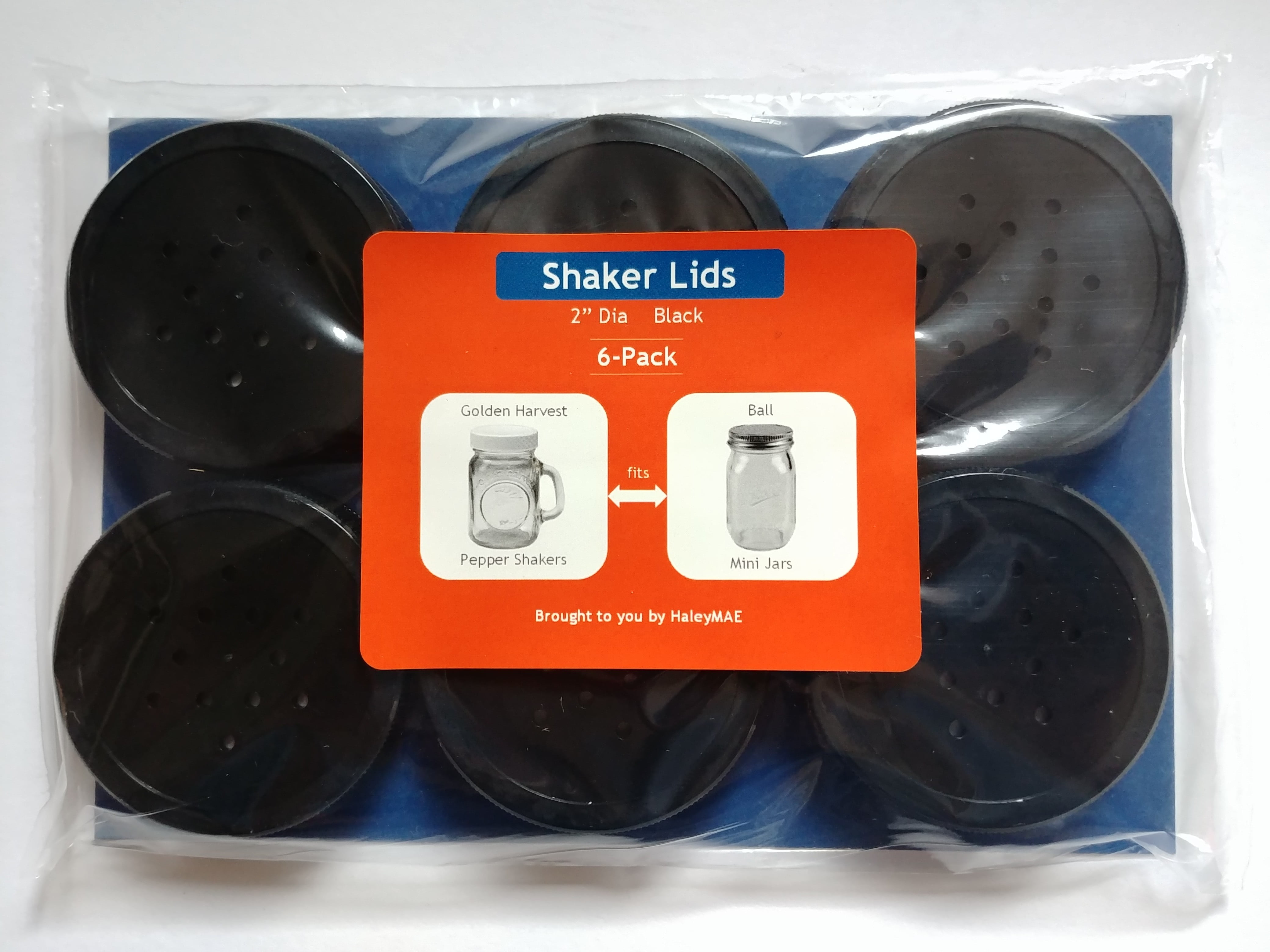 Plastic Lid for Golden Harvest Salt /& Pepper Shaker Jars 2 Diameter Black
