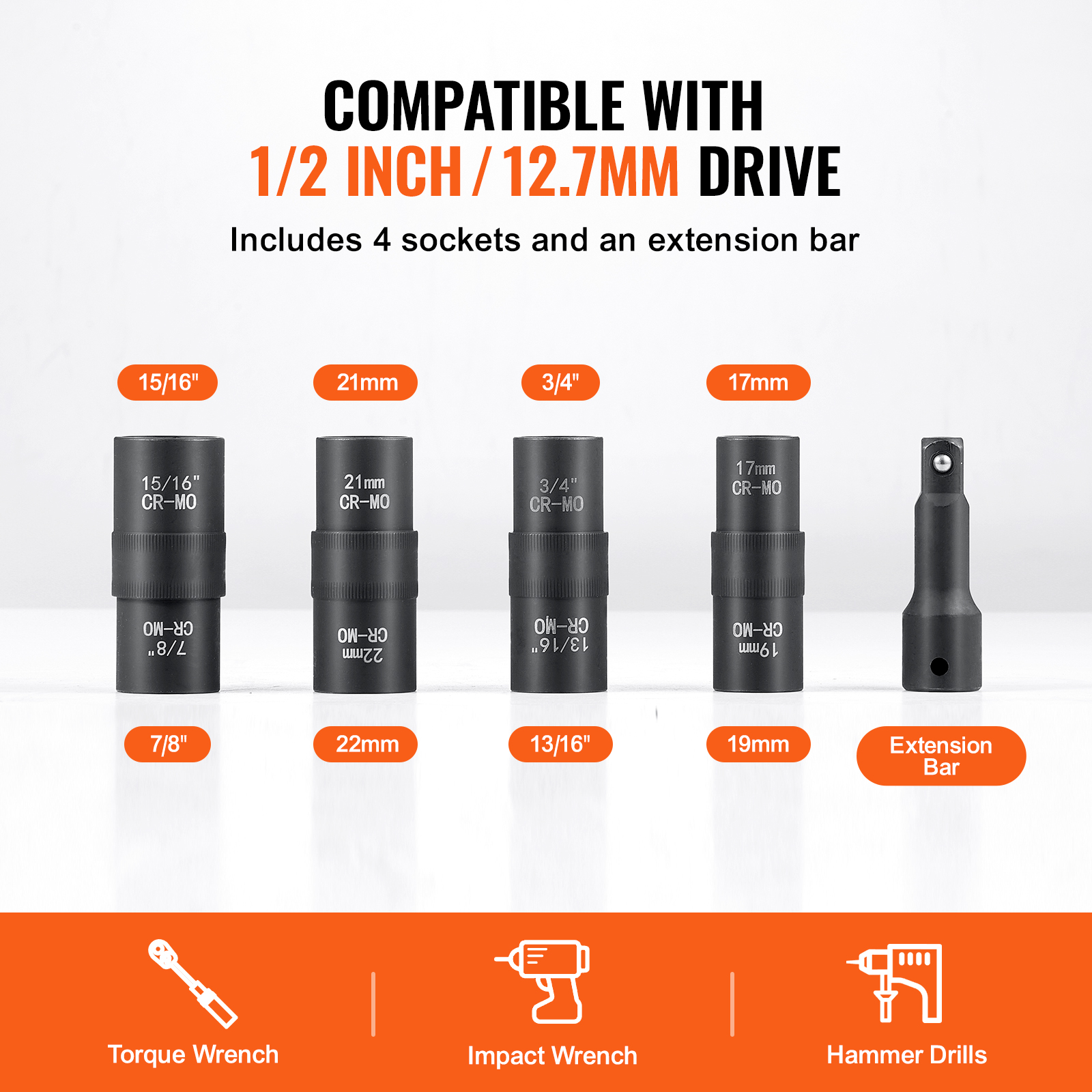 KFFKFF Impact Socket Set 1/2" Drive Metric and SAE photo 3