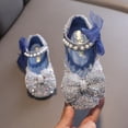 thumbnail image 5 of LNMQLPDBS Toddler Girl Shoes Glitter Sequins Bow Decoration Performance Dance Shoes for Girls Pearl Shining Kids Princess Shoes Dress Shoes for Party and Wedding Blue 23, 5 of 6