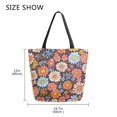 thumbnail image 5 of FORMRS Womens Canvas Tote Bag with Zipper Inner Pocket Shoulder Handbag, Colorful Flowers, 5 of 7