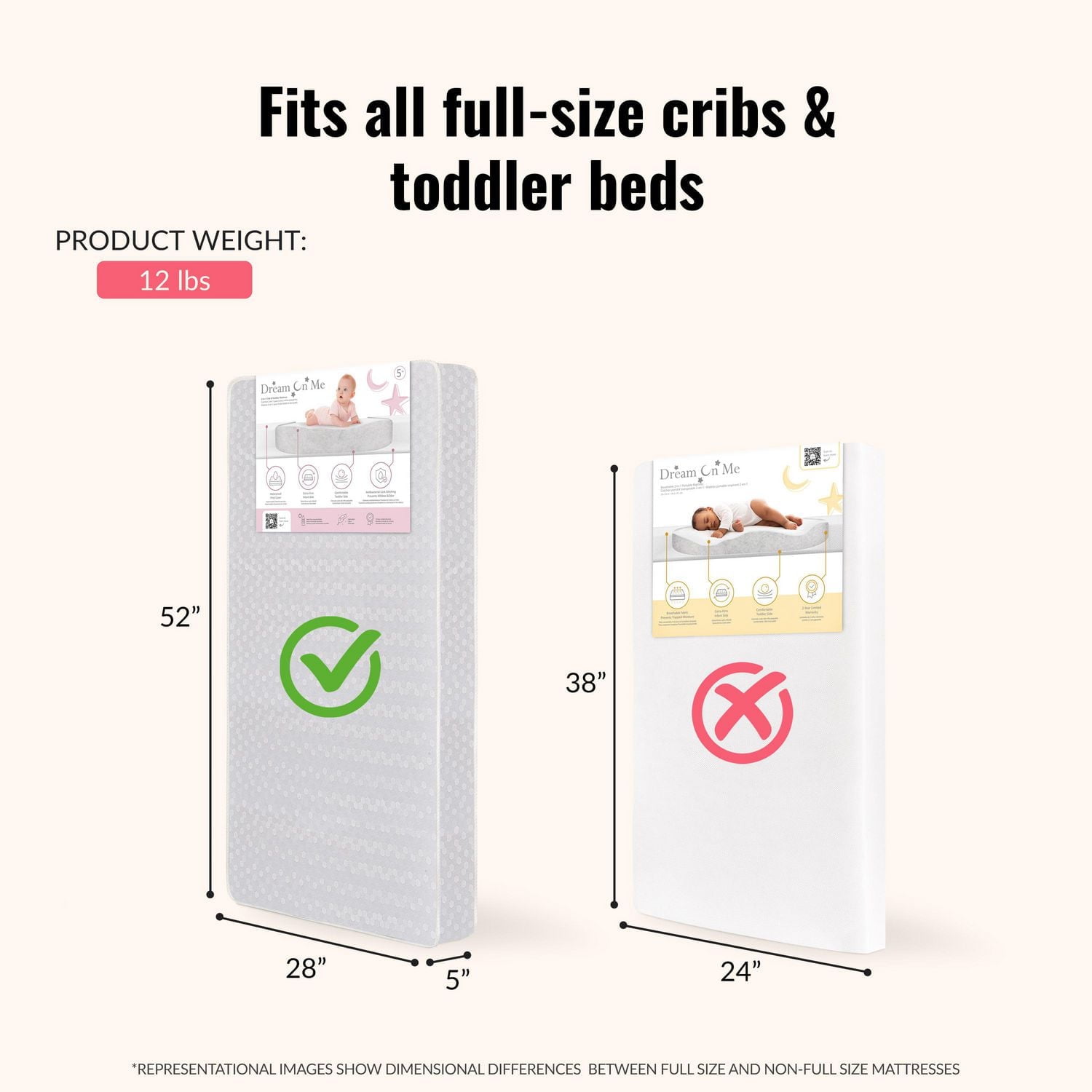 Dream On Me Orthopedic Standard Crib Mattress, Extra Firm Foam