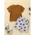 thumbnail image 4 of Toddler Baby Summer Clothes 2 Pcs Set, Short Sleeve Letter Print T-shirt + Rugby Pattern Shorts, 4 of 10