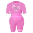 thumbnail image 3 of LovelyWholesale Rhinestone Pink Letter Shorts Set 2-Piece Outfit Casual Stylish Set, 3 of 4