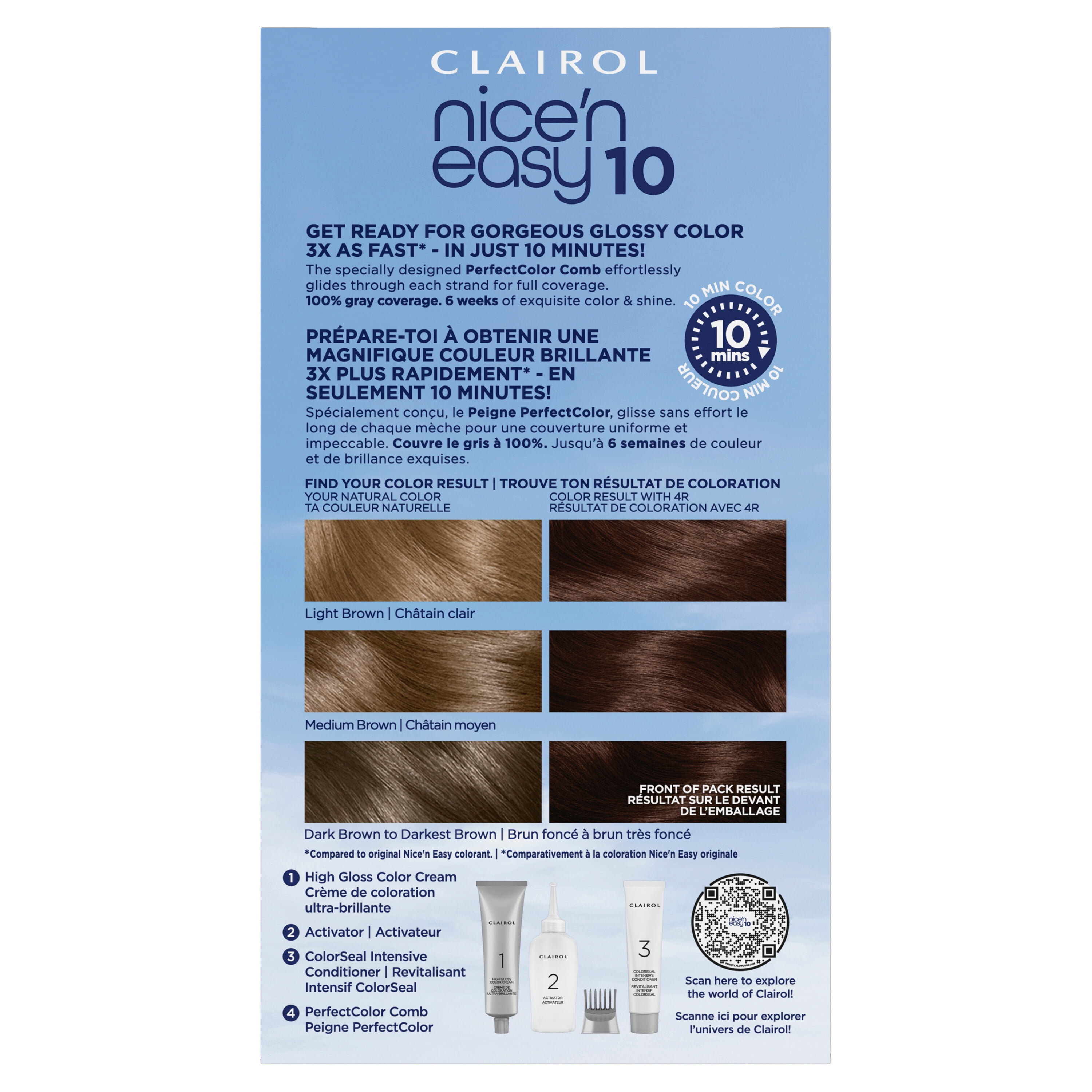 Clairol Nice'n Easy10 Permanent Hair Color Cream, 4R Dark Auburn, Hair Dye, 1 Application