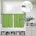 thumbnail image 2 of Watercolor Green Curtain Tier and Valance Set 3 Piece, Solid Color 3-inch Rod Pocket Window Tier Curtains Valance for Kitchen Living Room, 2 of 9
