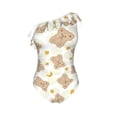 thumbnail image 4 of Yiaed Kawaii Bear Print Women One Piece Swimsuits Tummy Control One Shoulder Bathing Suits Pattern Ruffle Swimwear-Medium, 4 of 8