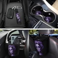 thumbnail image 3 of Jeiento Purple Devil Girl Rose Car Seat Cover Set Auto Steering Wheel Cover Seat Belt Strap Pads Cup Holder Trash Bag Air Vent Storage Pocket Keychain 12 Piece Automobile Accessories Universal Fit, 3 of 7