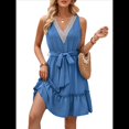 thumbnail image 2 of Vestidos de Verano para Mujer, Sin Mangas, Informales, Holgados, con Vuelo, Midi Azul XL, 2 of 10