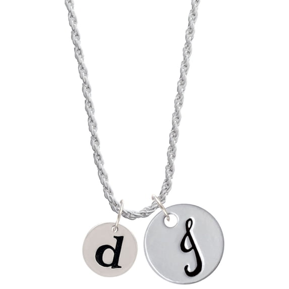 Delight Jewelry Silvertone Disc 1/2'' Initial - d - Silvertone Script Initial Disc - J - Charm Necklace, 20"+3"