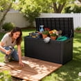 thumbnail image 7 of Joxxoaa 100 Gallon Waterproof Large Resin Deck Box Indoor Outdoor Lockable Storage Container for Patio Furniture Cushions Garden Tools (Black) /（Grey）, 7 of 7