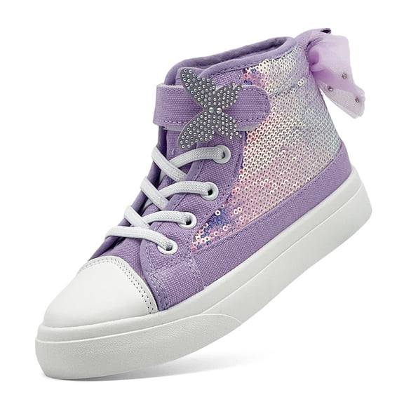 Girls Fashion Sneakers High Top Glitter Sequin Shoes for Girls Casual Walking Party Shoes for Toddler Little Kid Big Kid