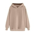 thumbnail image 4 of Mohiass Womens Fleece Hoodies Fall Oversized Hooded Sweatshirts Casual Comfy Tops Fashion 2025 Cute Clothes with Pockets Khaki M, 4 of 5