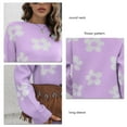 thumbnail image 1 of Flower Pattern Dropped Shoulder Sweater, Stylish Dropped Shoulder Sweater Round Neck Long Sleeve Machine Washable Acrylic Fiber Cute  for Holiday for School Light, 1 of 7