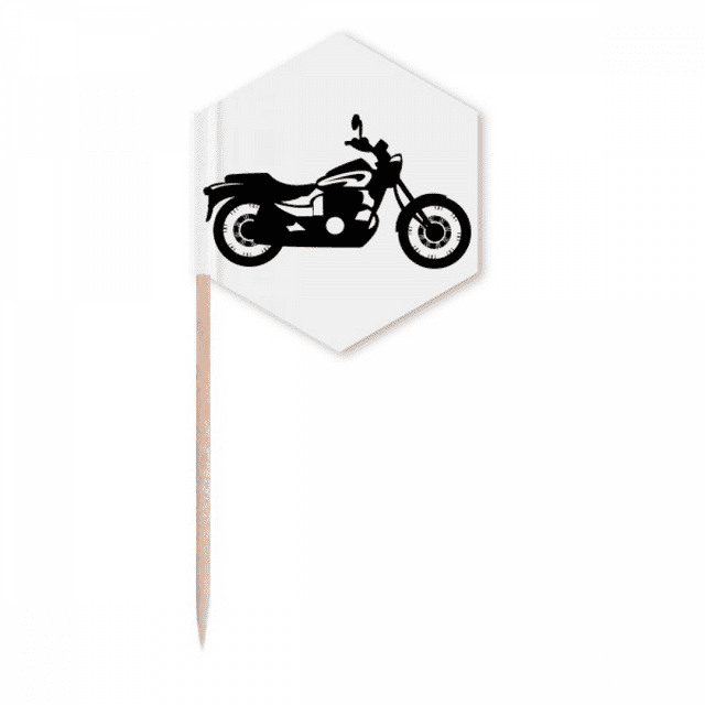 Black Mechanical Motorcycle Illustration Toothpick Flags Cupcake Picks Party Celebration