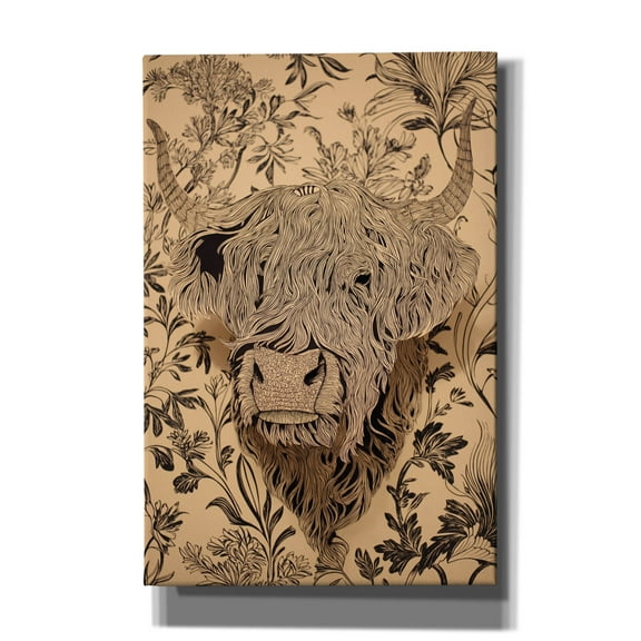Epic Graffiti 'Highland Cow Botanical' by Ann Klee Canvas Wall Art, 12" x 18"