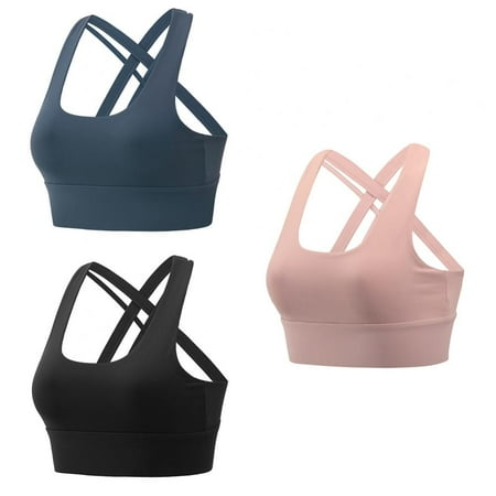 

Women S High Impact Sports Bra Cross Back Sexy Running Bra(3Pcs)
