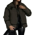 thumbnail image 4 of Women's Faux Fur Leather Patchwork Moto Jacket - Sherpa Lined Winter Coat with Zip Up, Trendy Cold Weather Outerwear, 4 of 7