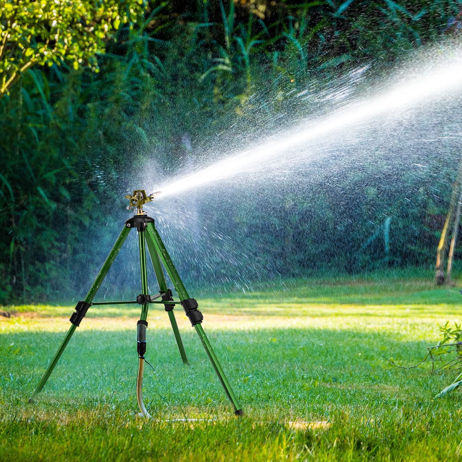 Impact Sprinkler on Tripod Base, 2 Pack Tripod Sprinkler with 360 Degree Coverage, Extra Tall Heavy Duty Water Sprinkler for Lawn/Yard/Garden