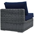 thumbnail image 4 of Modway Summon Aluminum and Rattan Patio Armless Sofa Chair in Canvas/Navy, 4 of 5