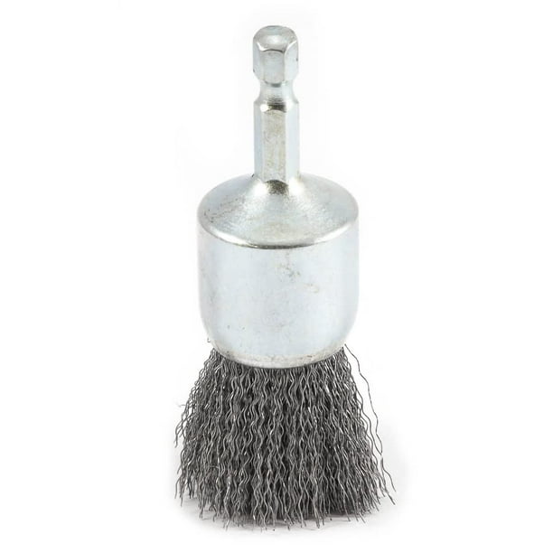 Cepillo abrasivo Forney 72738 de alambre fino con vástago hexagonal de 1 pulgada