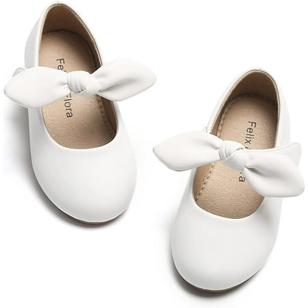 

QWZNDZGR Toddler Flower Girl Dress Shoes - Girl Ballet Flats Party School Shoes Wedding