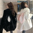 thumbnail image 5 of Sardfxul Women Faux Fur Hoodies for Jacket Bunny Ears Zip Up Fuzzy Oversized Sweatshirt C, 5 of 19
