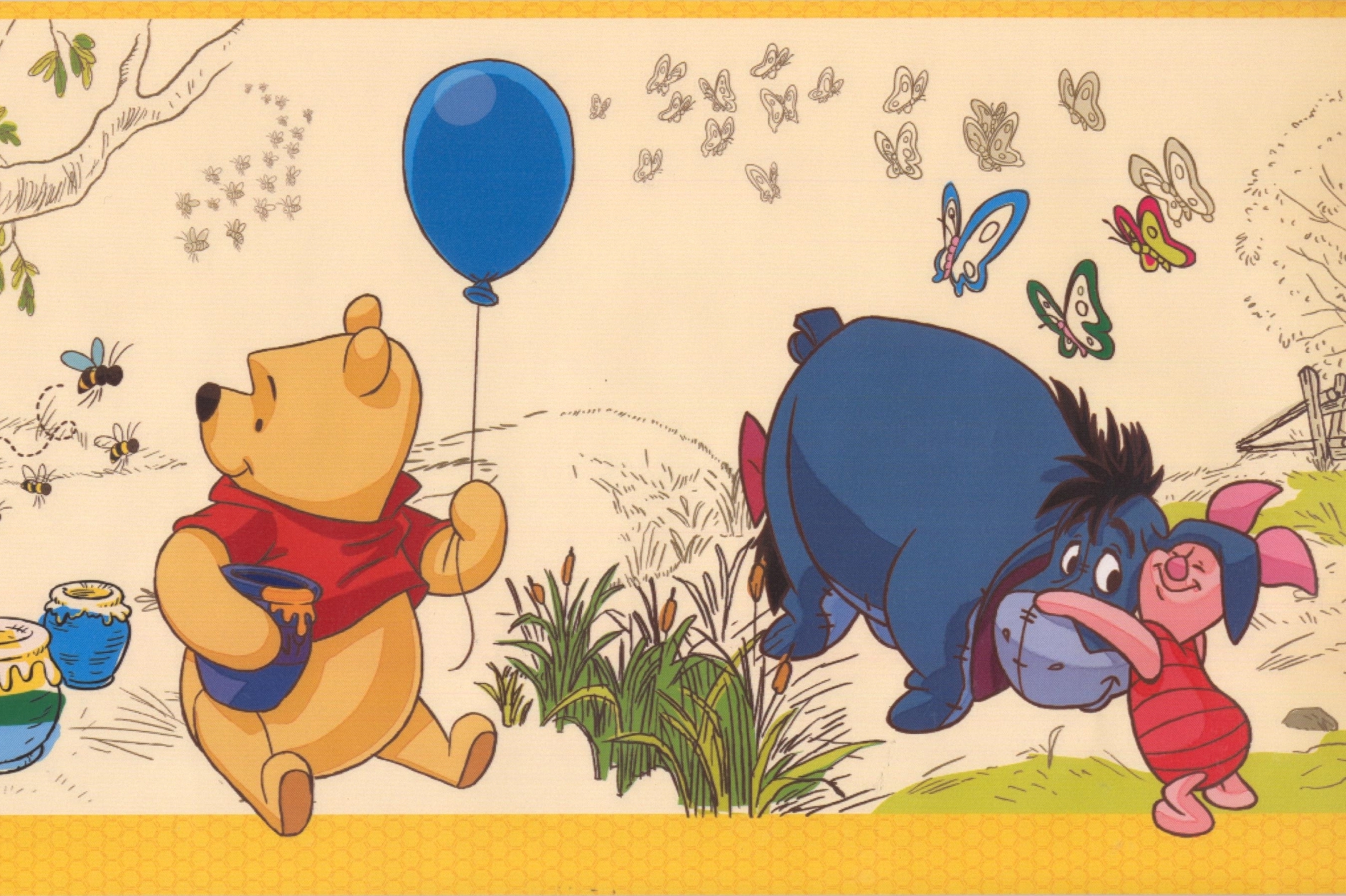 Tiger Winnie The Pooh Eeyore Piglet Beige Kids Wallpaper Border For Bedroom Playroom Bathroom Roll 15 X 7 Walmart Canada