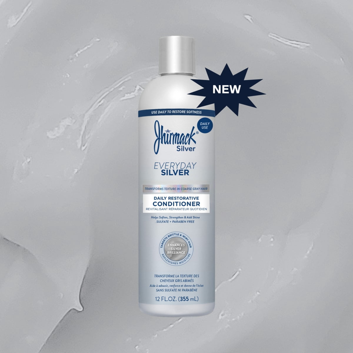 Jhirmack Everyday Silver Daily Restorative Conditioner for All Shades, Silver & Gray Hair, 12 fl oz