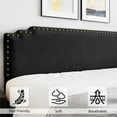 thumbnail image 5 of Full/Queen/King Size Bed Frame, Velvet Upholstered Platform Bed Frame with Rivet Decor Headboard, Strong Wood Slat Support, No Box Spring Needed, 5 of 9