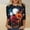 Multicolor, variant on Plcasen Women Halloween Witch Print Crew Neck 3/4 Sleeve Loose T-Shirt Top