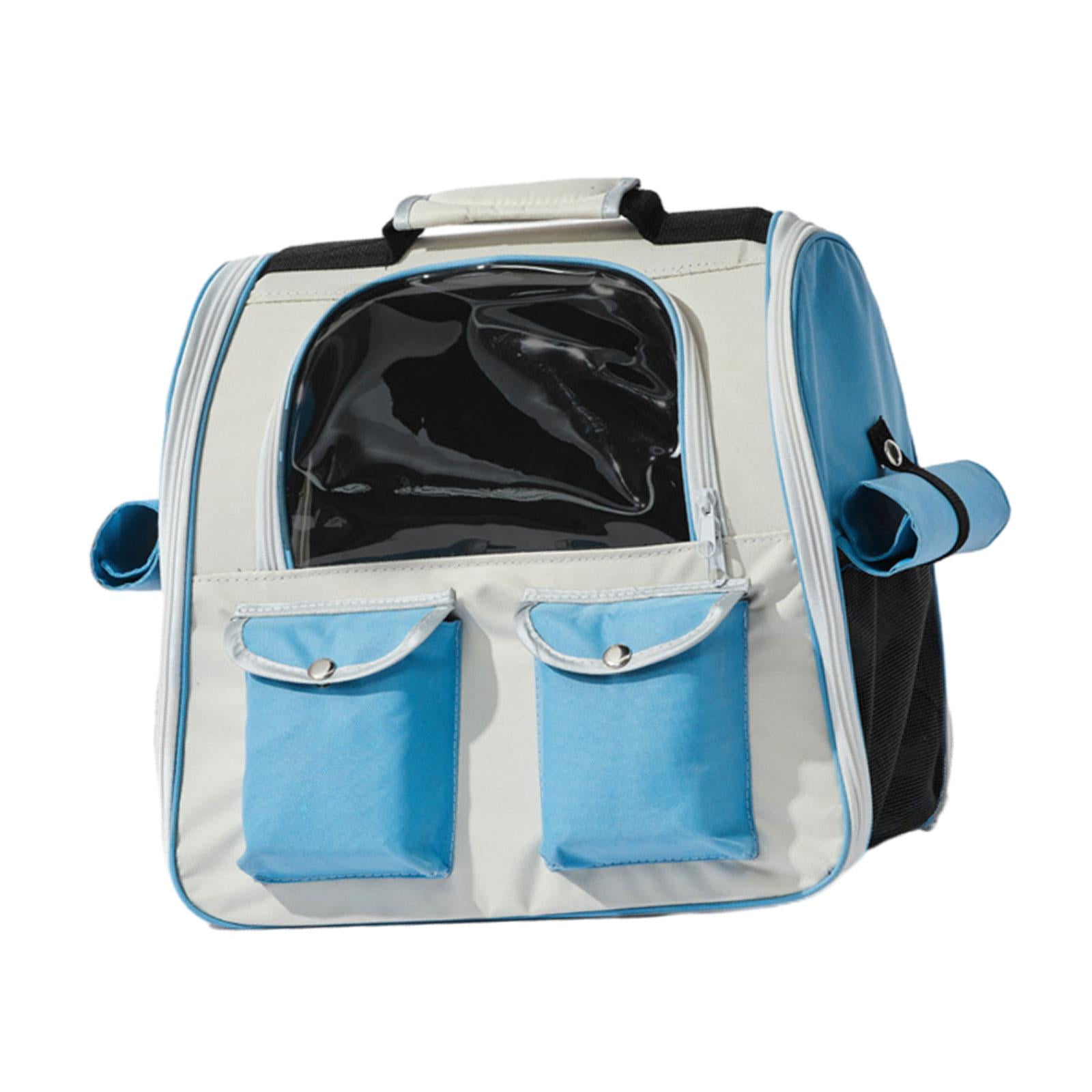 Cat Carrier Backpack Pet Travel Backpack Breathable Carrying Bag Transparent Dog Cat Carrier Cat Dog Backpack Bag for Outdoor Use Blue