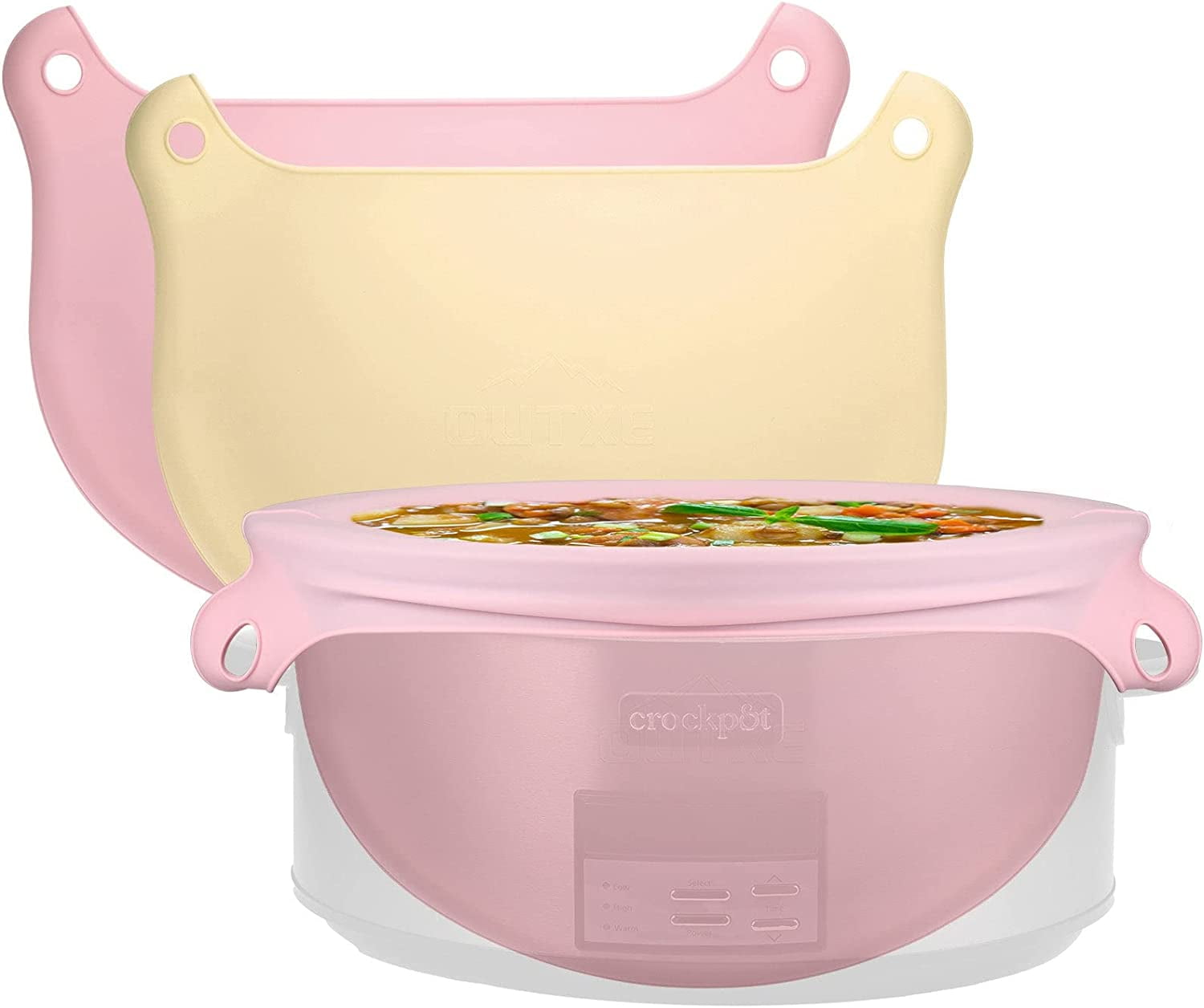 LONGRV 2Pack Silicone Slow Cooker Liners Reusable Fit 68 Quarts Slow