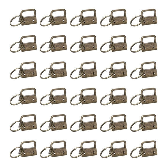 Uxcell 30 Pcs Key Fob Hardware, 1in 26mm Wristlet Clasp Sets with Key Rings for Keychain Making Supplies Lanyards Bag DIY Crafts, Bronze