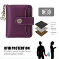 thumbnail image 7 of Small Wallet for Women Genuine Leather RFID Blocking Wallet Sleeve Minimalist Front Pocket Bifold Purse Zipper Pocket Card Holder with ID Window - Dark Purple, 7 of 7