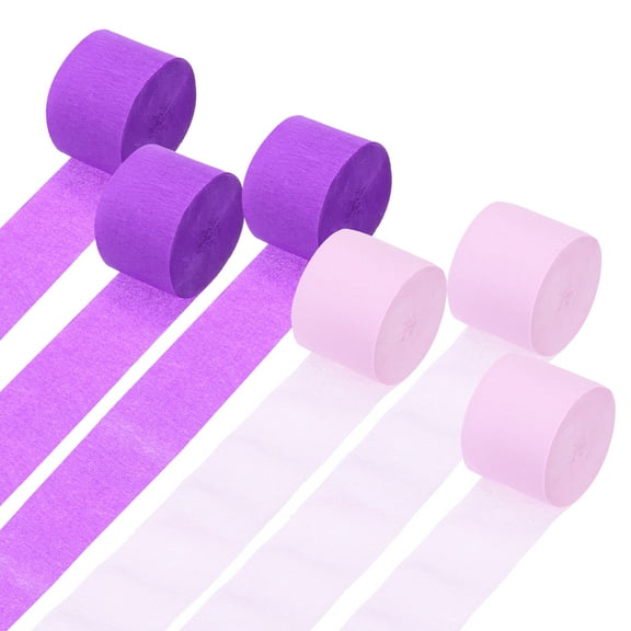 Uxcell Crepe Paper Streamers 6 Rolls 492ft for Birthday Decorations, Themed Party Decoration (Light Pink/Purple)