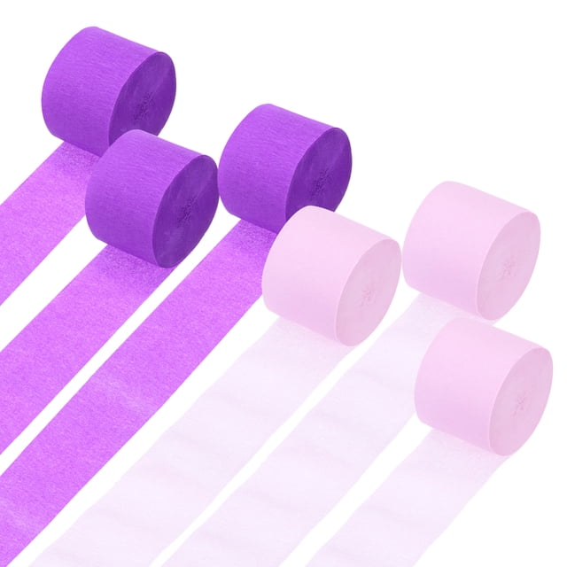 Serpentinas de Papel Crepé Uxcell 6 Rollos 492ft para Decoraciones de Cumpleaños, Decoración de Fiesta Temática (Rosa Claro/Púrpura)