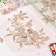 thumbnail image 3 of 2 apliques de encaje con flores doradas claras, bordados florales 3D, parches para coser con cuentas de perlas., 3 of 9