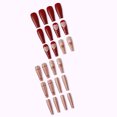 thumbnail image 4 of FCOGIN Long Coffin, 24 Pieces, Pink, Red, Heart, Chessboard, Acrylic False Nail, Press on Nail, 4 of 5