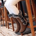 thumbnail image 3 of Mepaouo Mid Calf Snow Boots for Women Knee High Fleece Lined Warm Bowknot Dress Winter Boots(Brown,8.5), 3 of 5