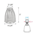 thumbnail image 2 of Aspen Creative 23025-4, Transitional Style Replacement Bell Shaped Clear Ribbed Glass Shade, 2 1/4" Fitter Size, 5" high x 4 1/4" diameter, 4 Pack, 2 of 6