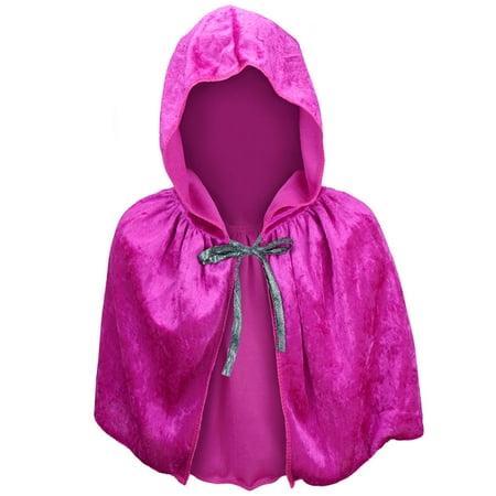 SeasonsTrading Child Magenta Velvet Hooded Cape Capelet - Kids Princess FairyTale Fantasy Costume, Halloween, Anna Cosplay, Party,