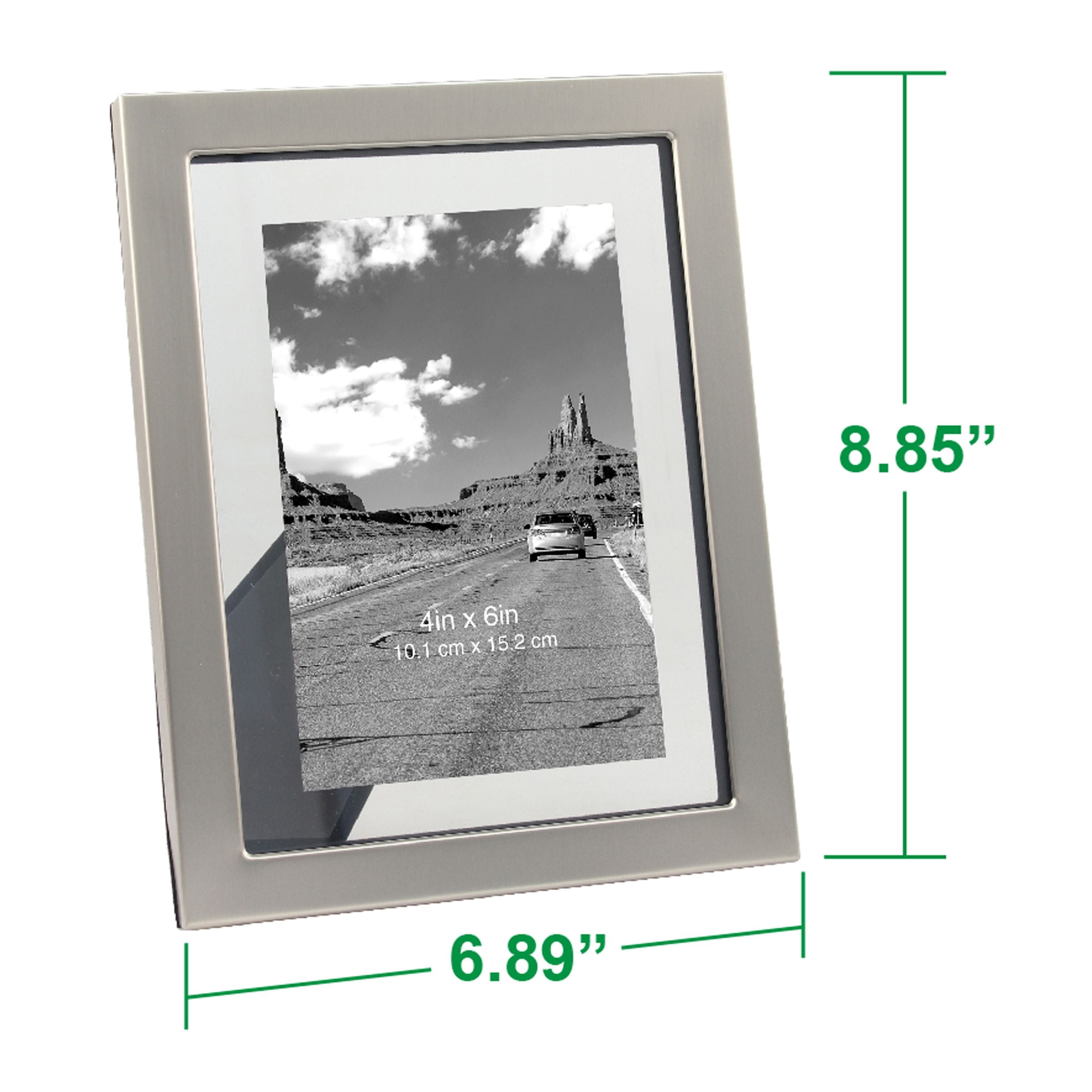 Better Homes & Gardens 4" x 6" Rectangle Metal Tabletop Floating Picture Frame, Silver