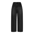 thumbnail image 4 of Womens Loose Denim Trousers Baeitkot Womens Elastic Waist Wide Leg Jeans Casual Loose Denim Trousers with Side Pockets Black M, 4 of 8
